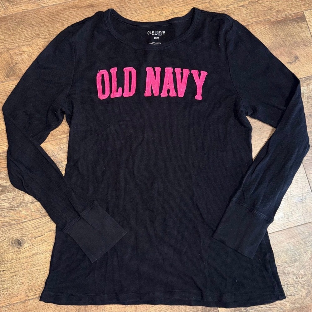 Women’s Old Navy Black & Hot Pink Long Sleeve Top shirt size Large